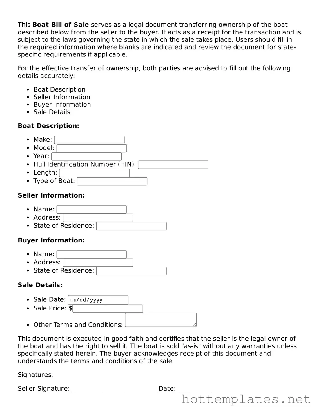 Attorney-Verified Boat Bill of Sale Form