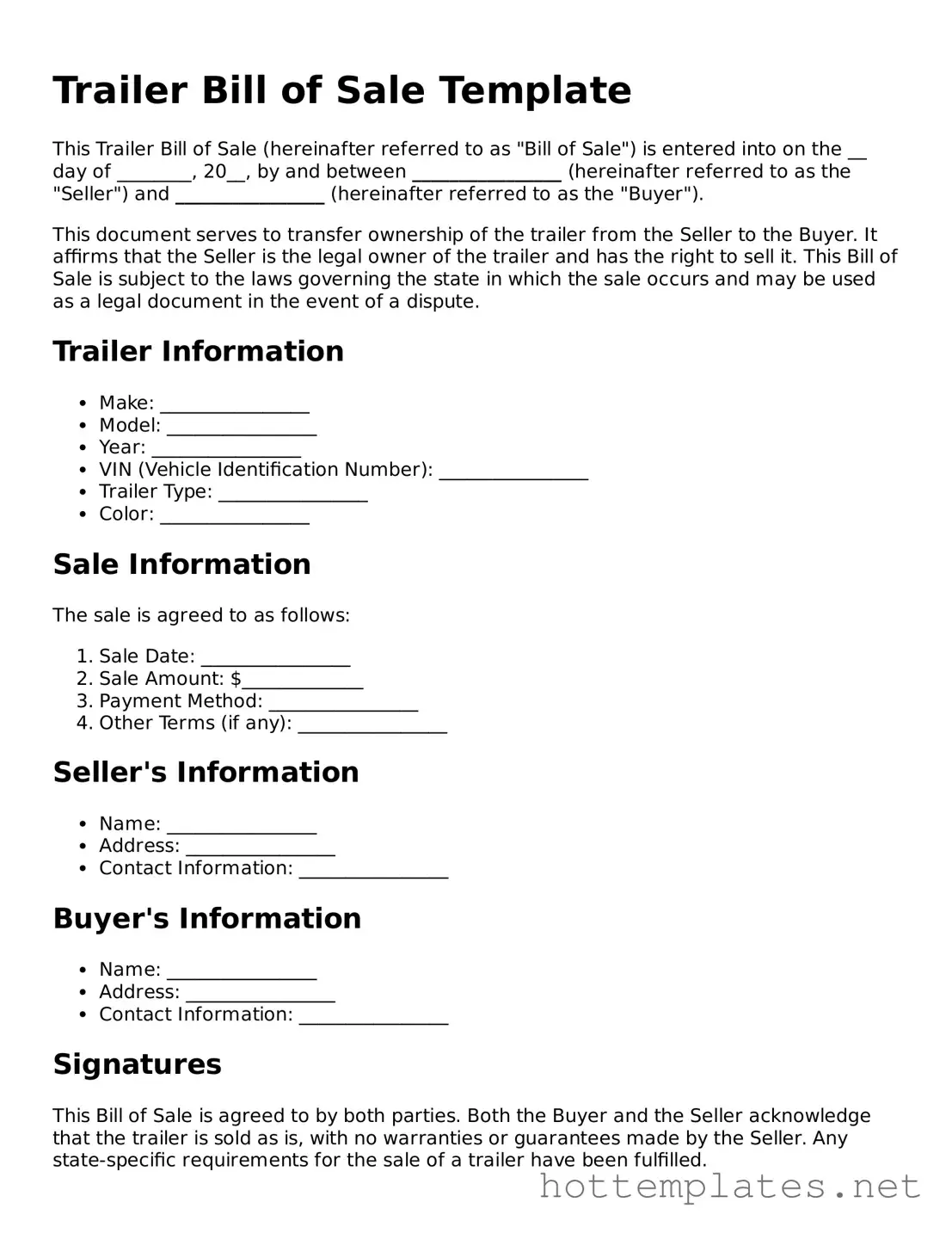 Attorney-Verified Trailer Bill of Sale Form