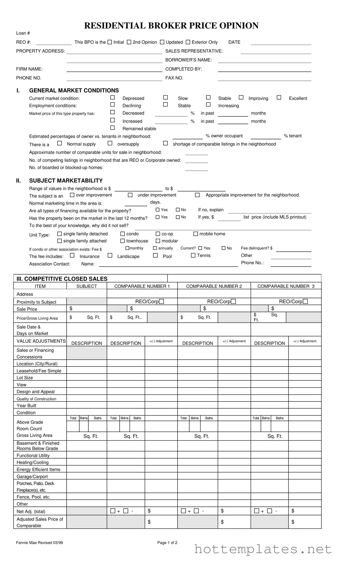 Fill in a Valid Broker Price Opinion Template