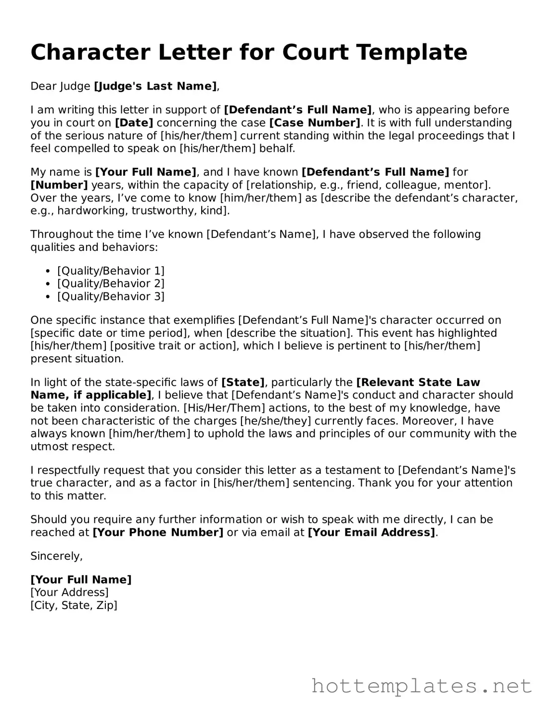 Attorney-Verified Character Letter for Court Form