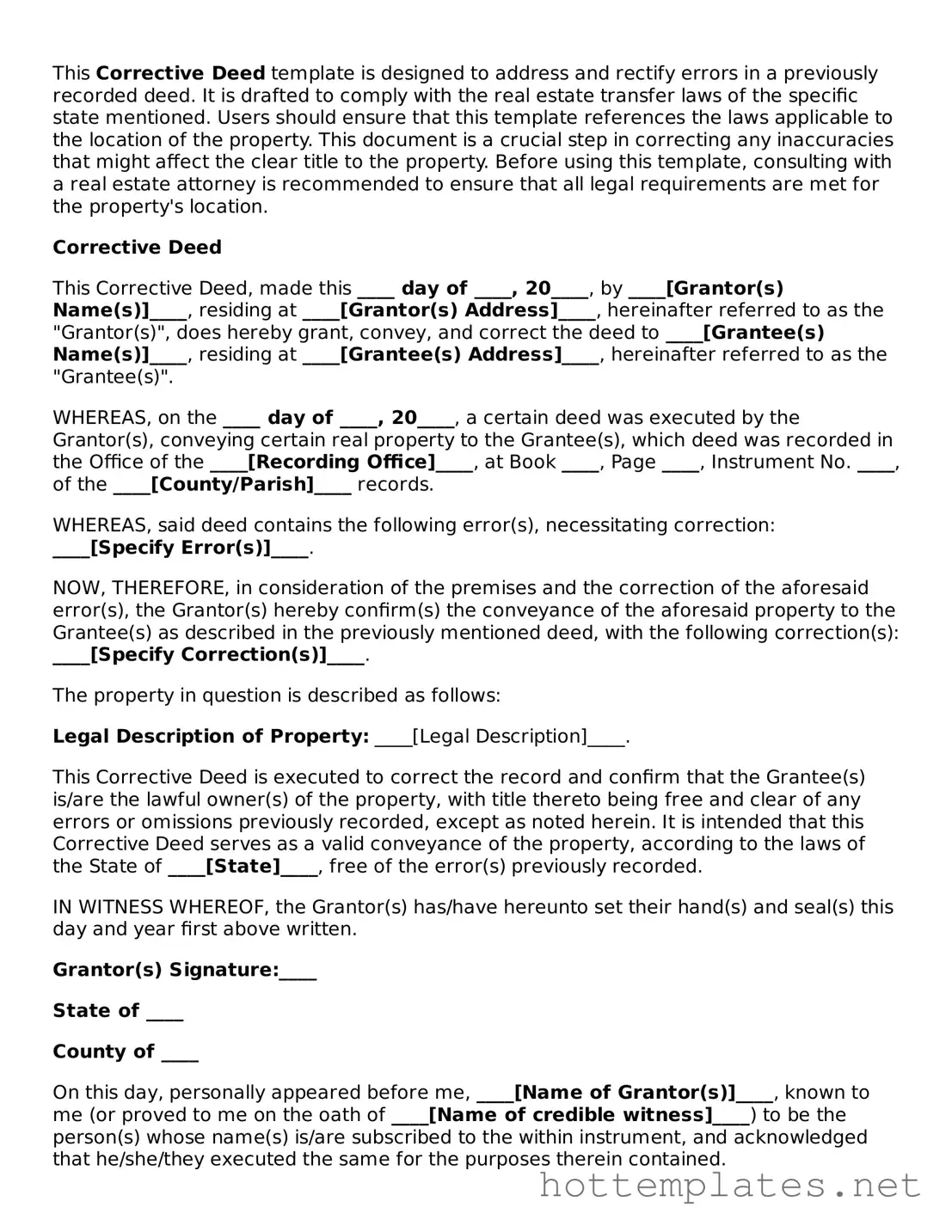 Attorney-Verified Corrective Deed Form
