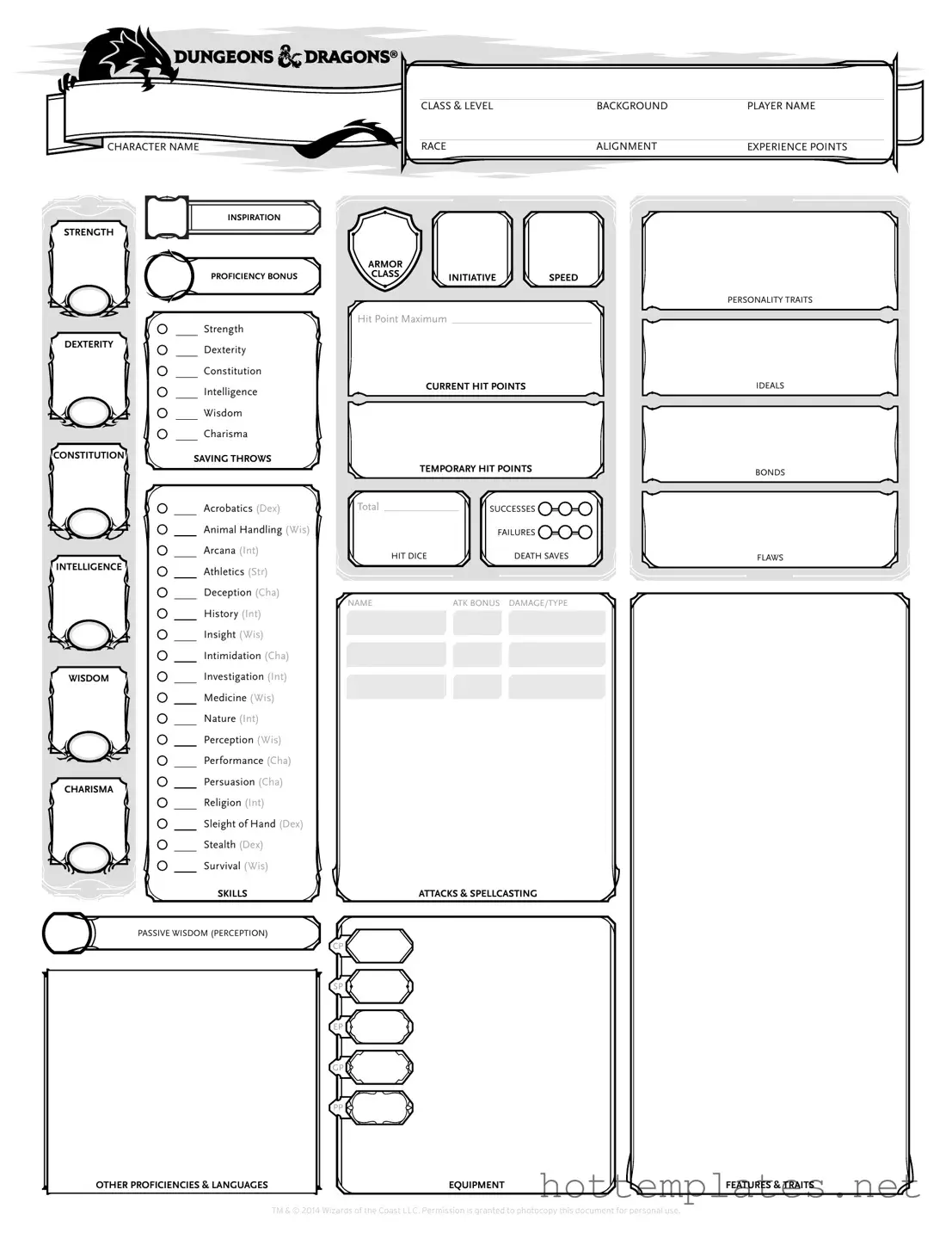 Fill in a Valid Dnd Character Sheet Template