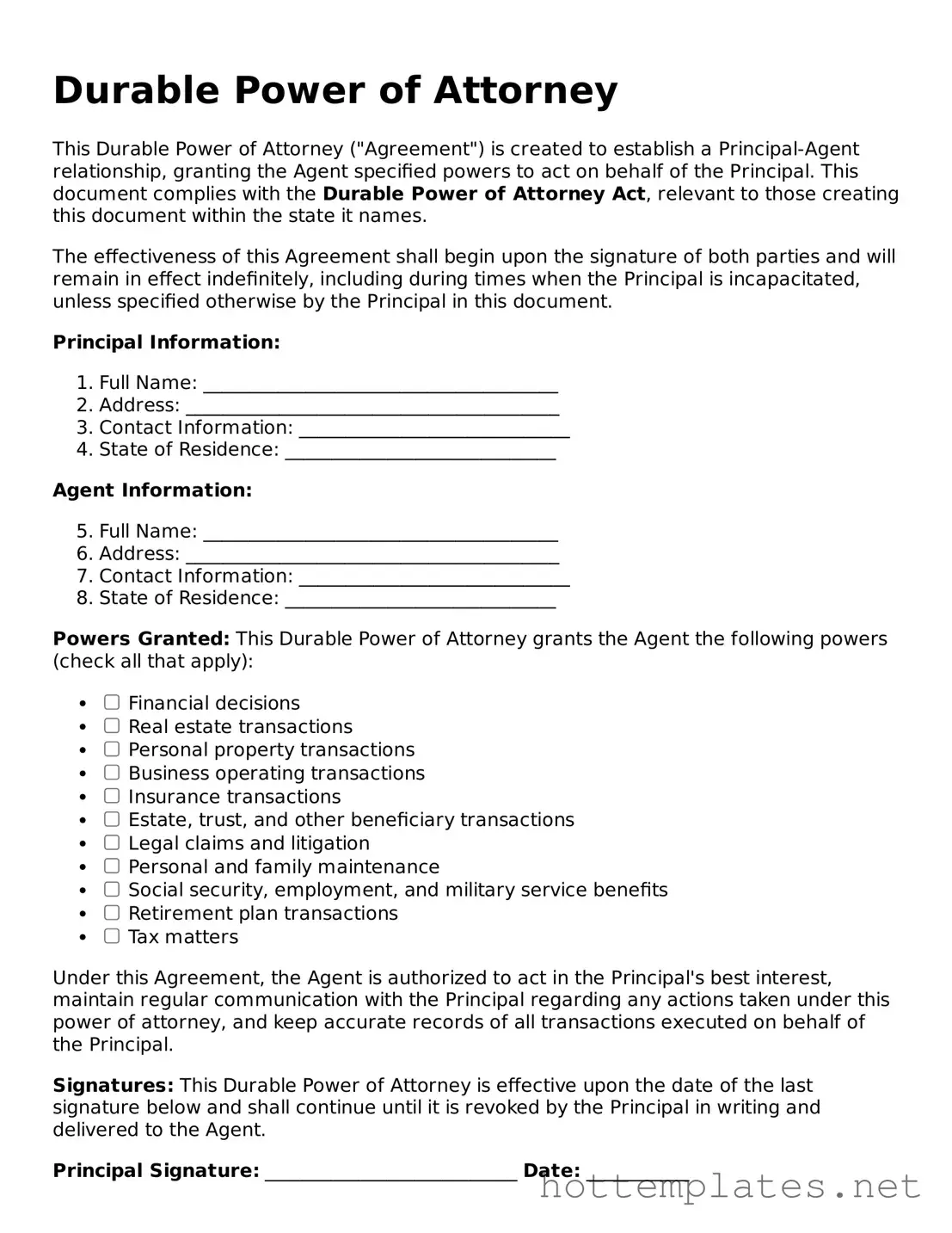 Attorney-Verified Durable Power of Attorney Form