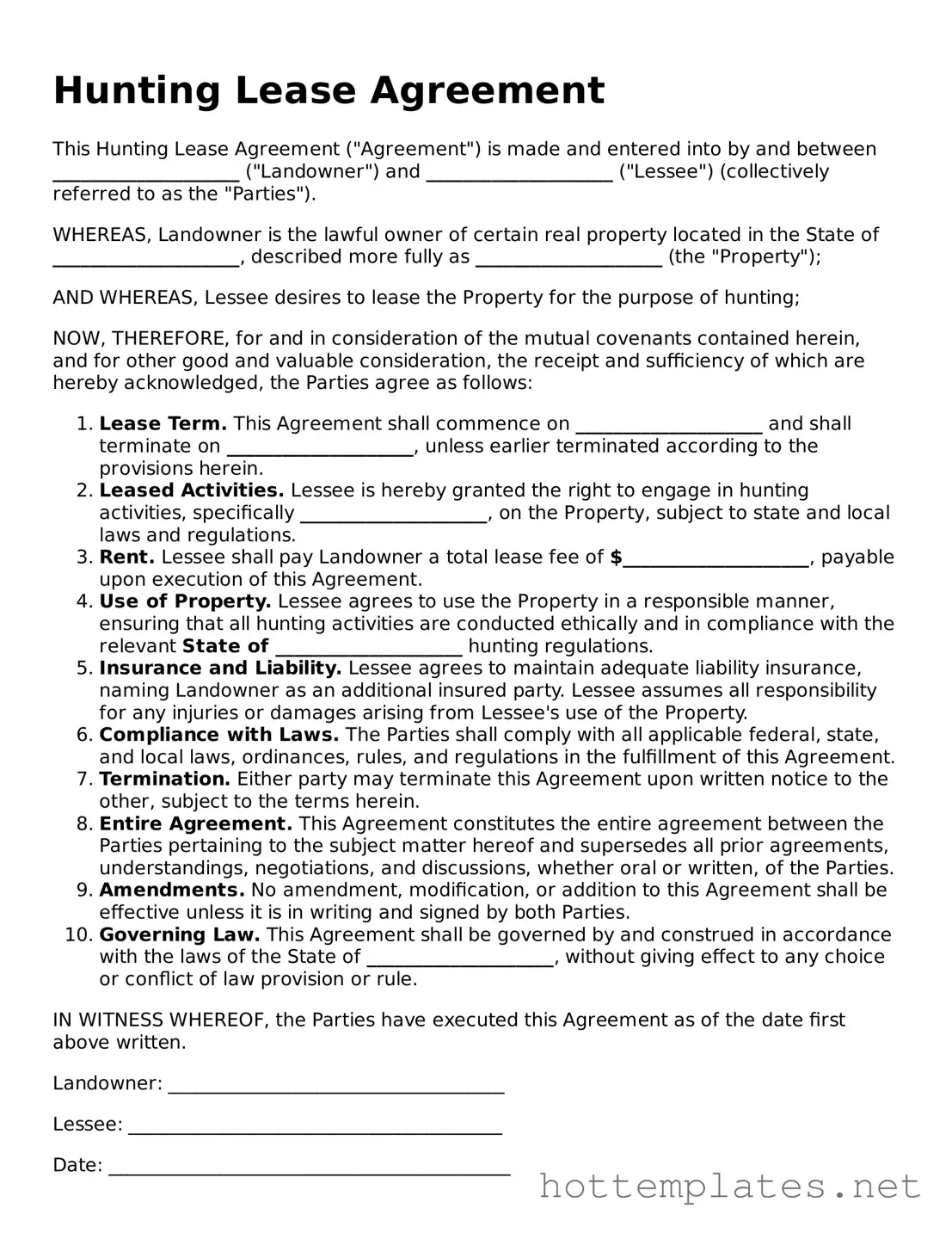 Attorney-Verified Hunting Lease Agreement Form