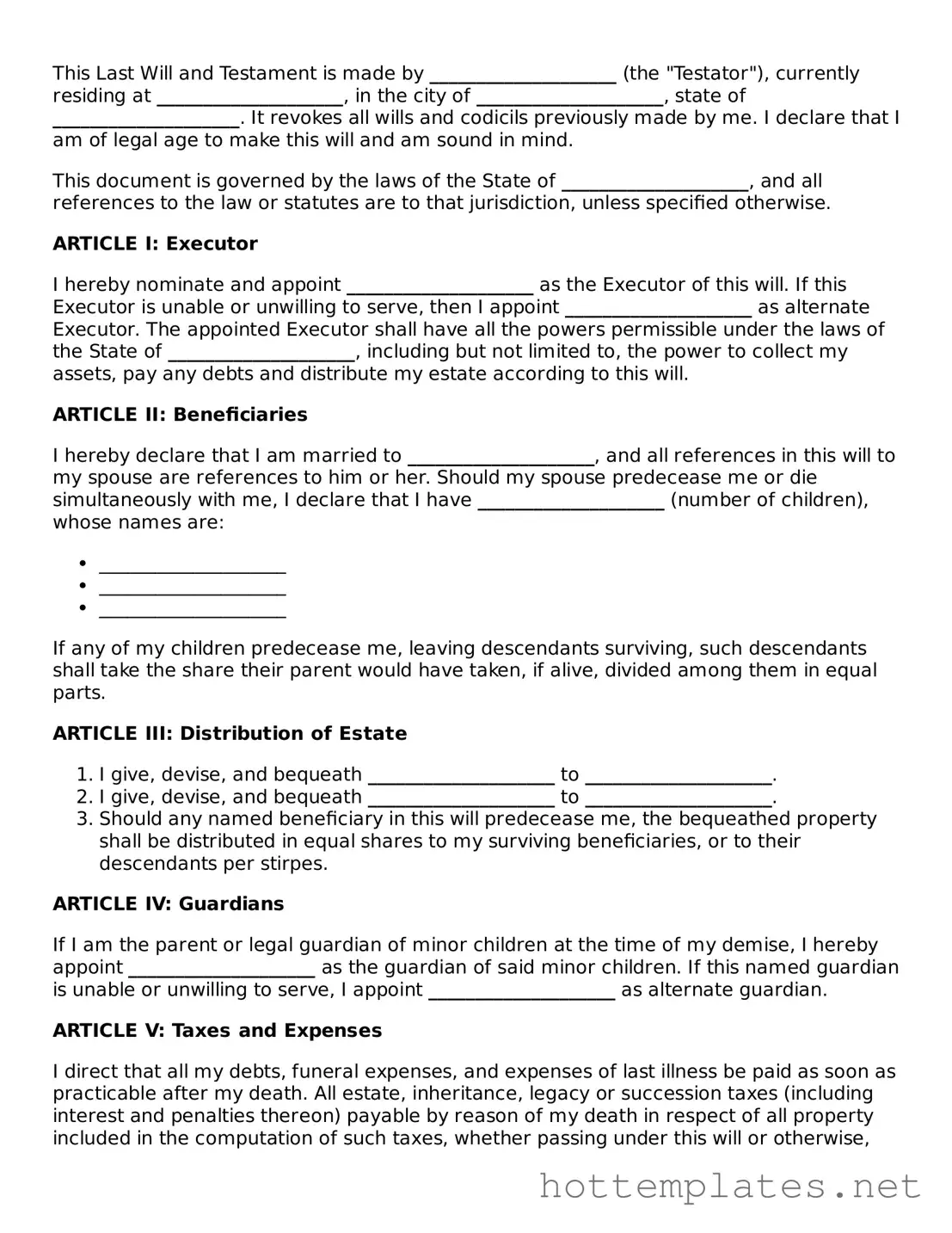 Attorney-Verified Last Will and Testament Form