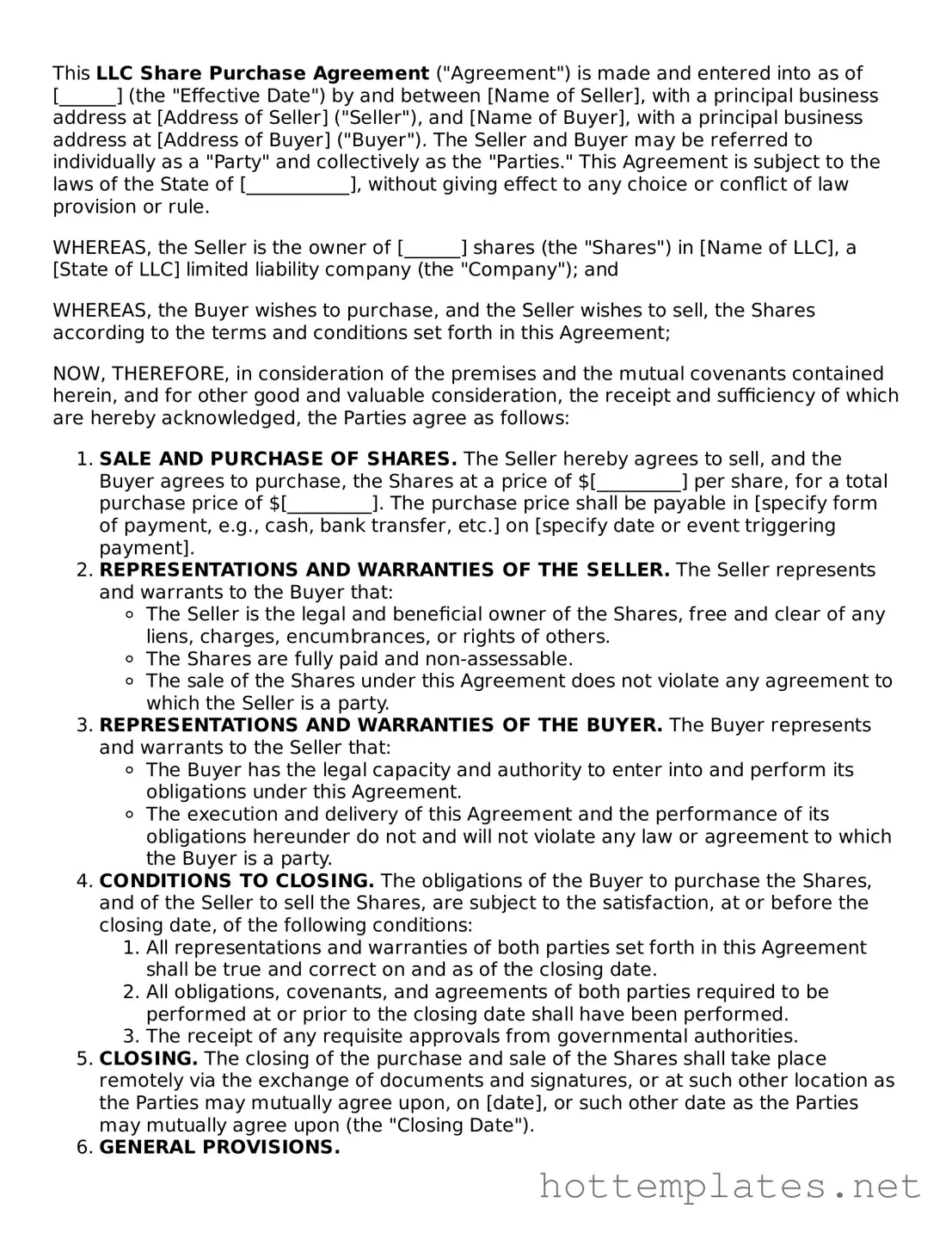 Attorney-Verified LLC Share Purchase Agreement Form