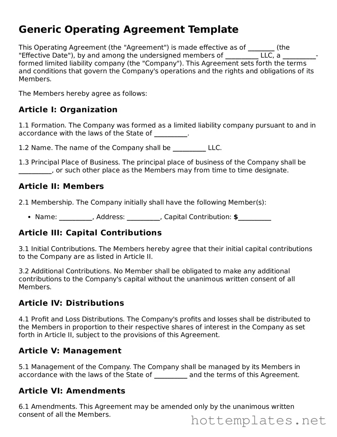 Attorney-Verified Operating Agreement Form