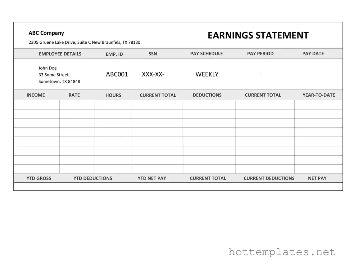 Fill in a Valid Independent Contractor Pay Stub Template