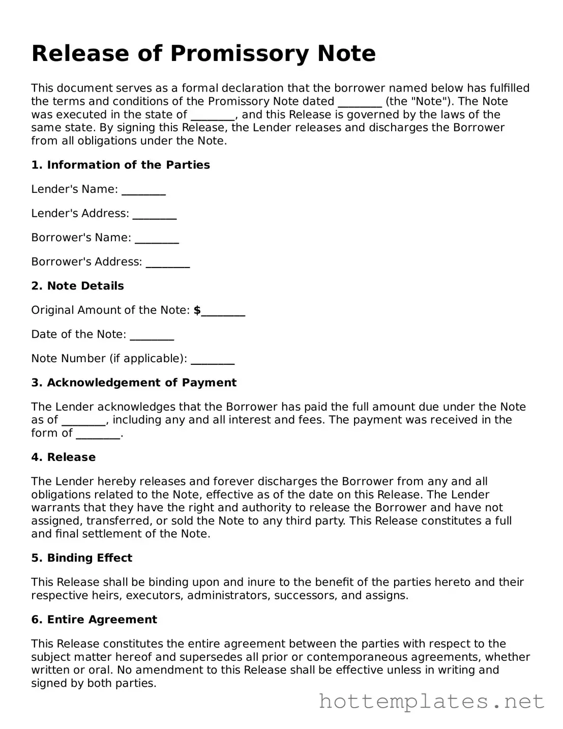 Attorney-Verified Release of Promissory Note Form