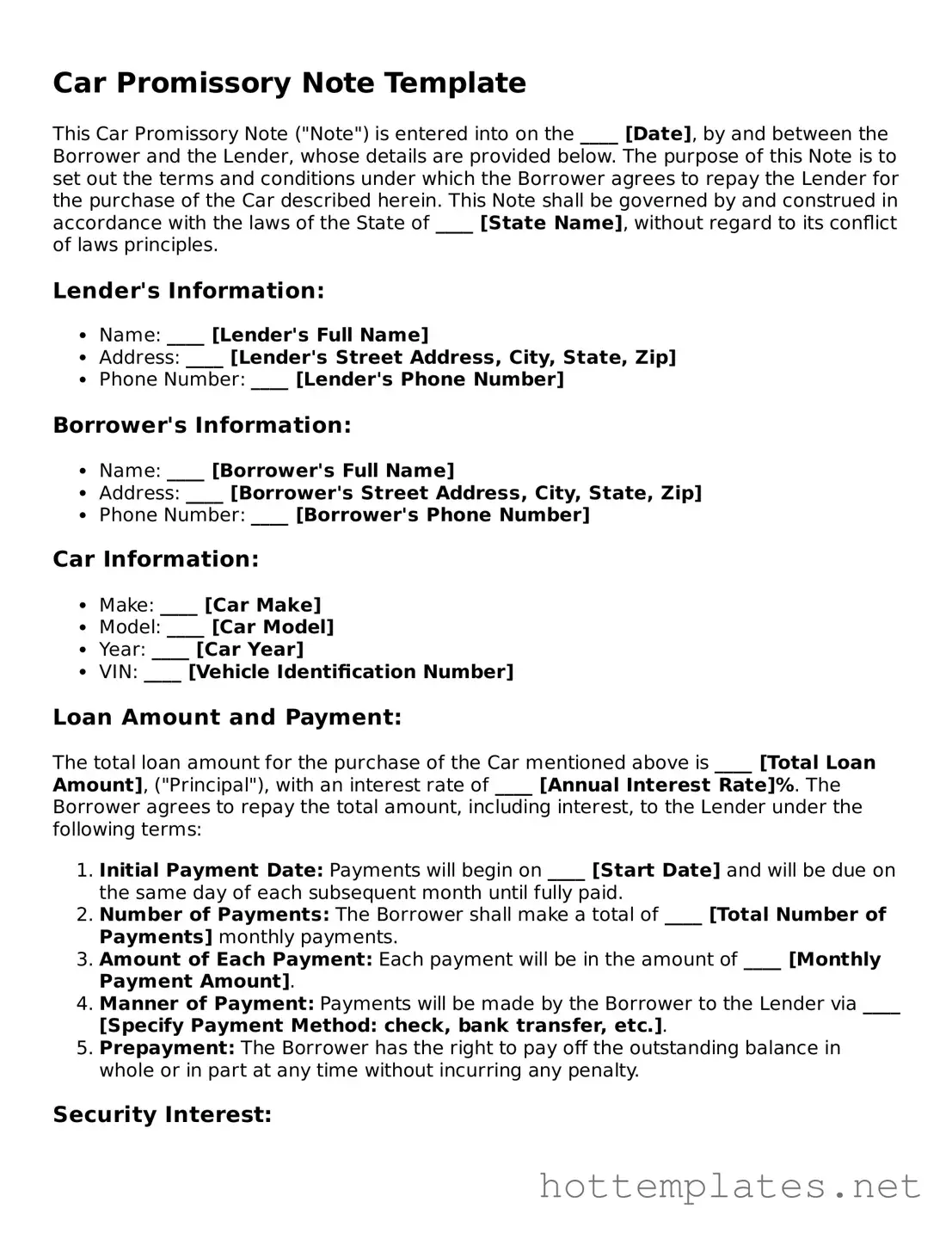 Attorney-Verified Promissory Note for a Car Form