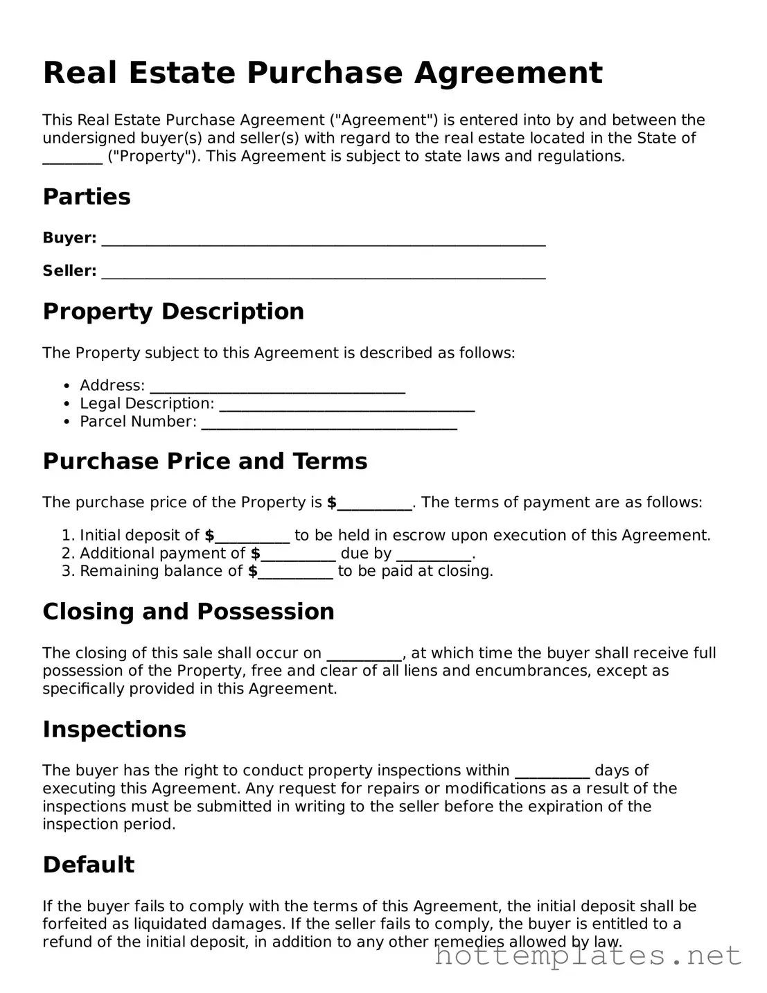Attorney-Verified Real Estate Purchase Agreement Form