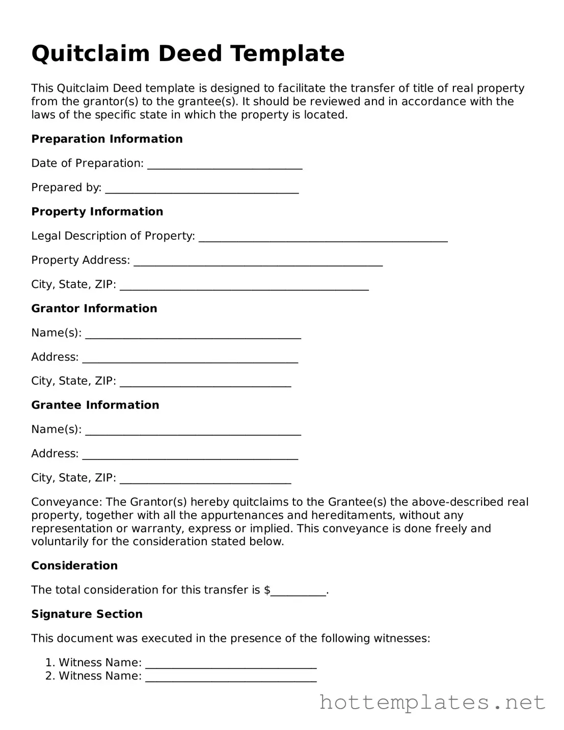 Attorney-Verified Quitclaim Deed Form