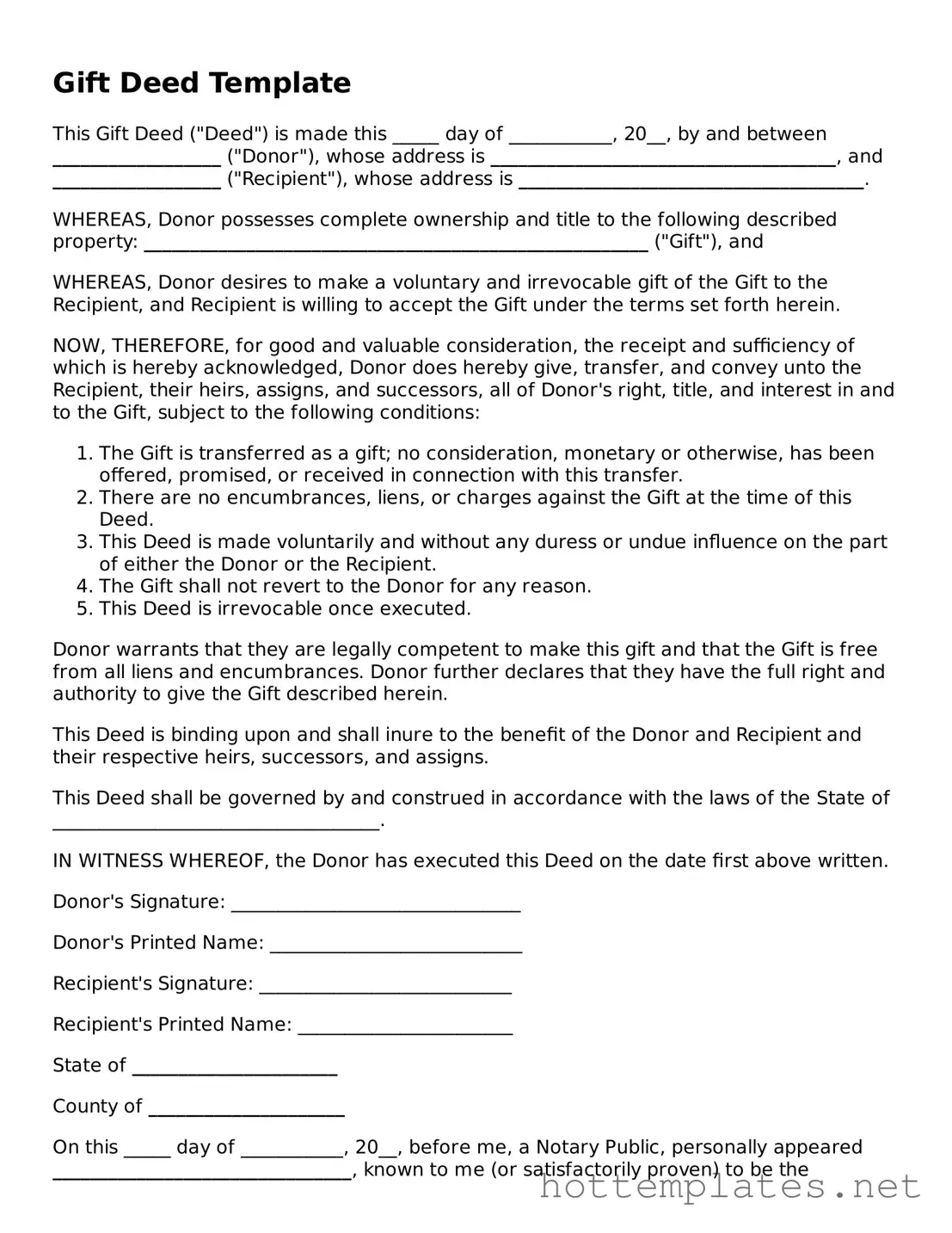 Attorney-Verified Gift Deed Form