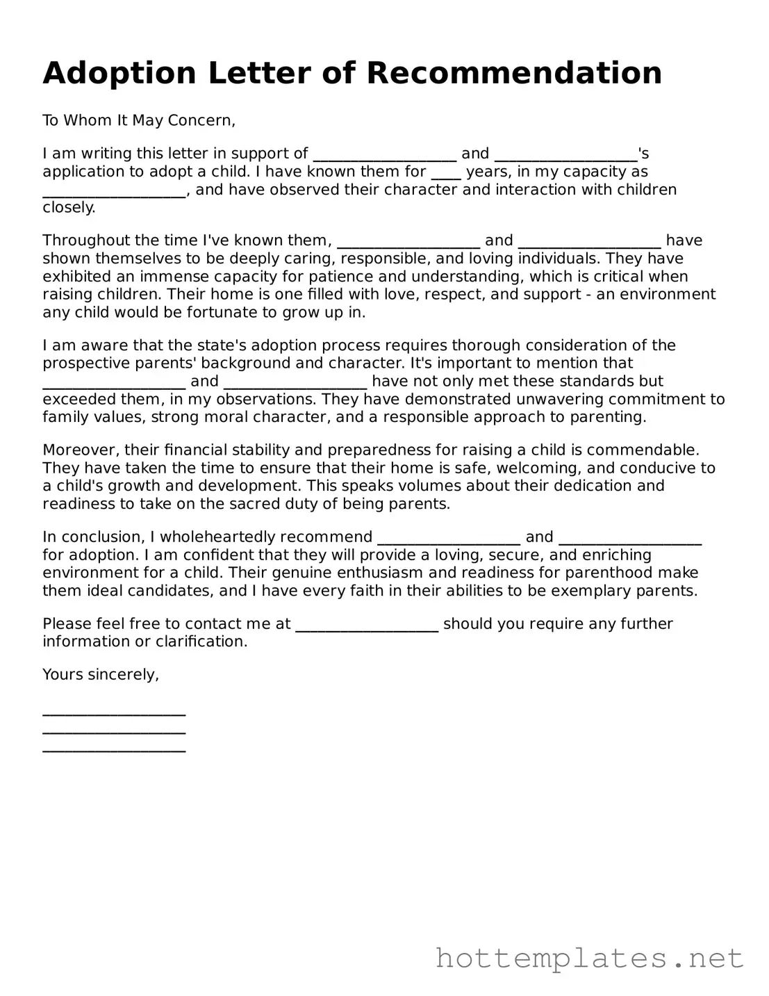 Attorney-Verified Adoption Letter of Recommendation Form