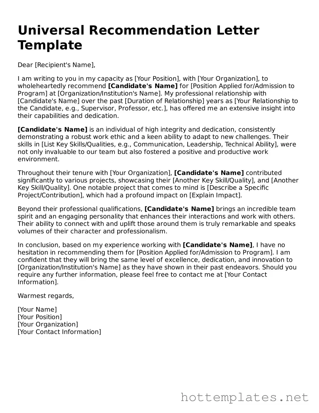Attorney-Verified Recommendation Letter Form