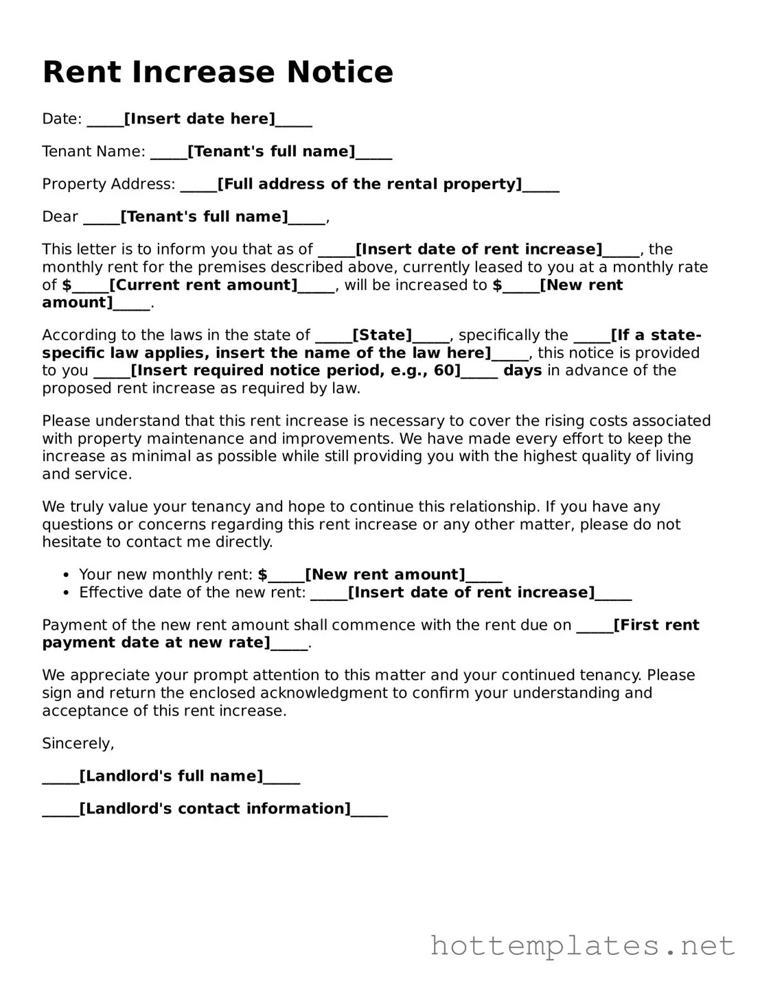 Attorney-Verified Rent Increase Letter Form