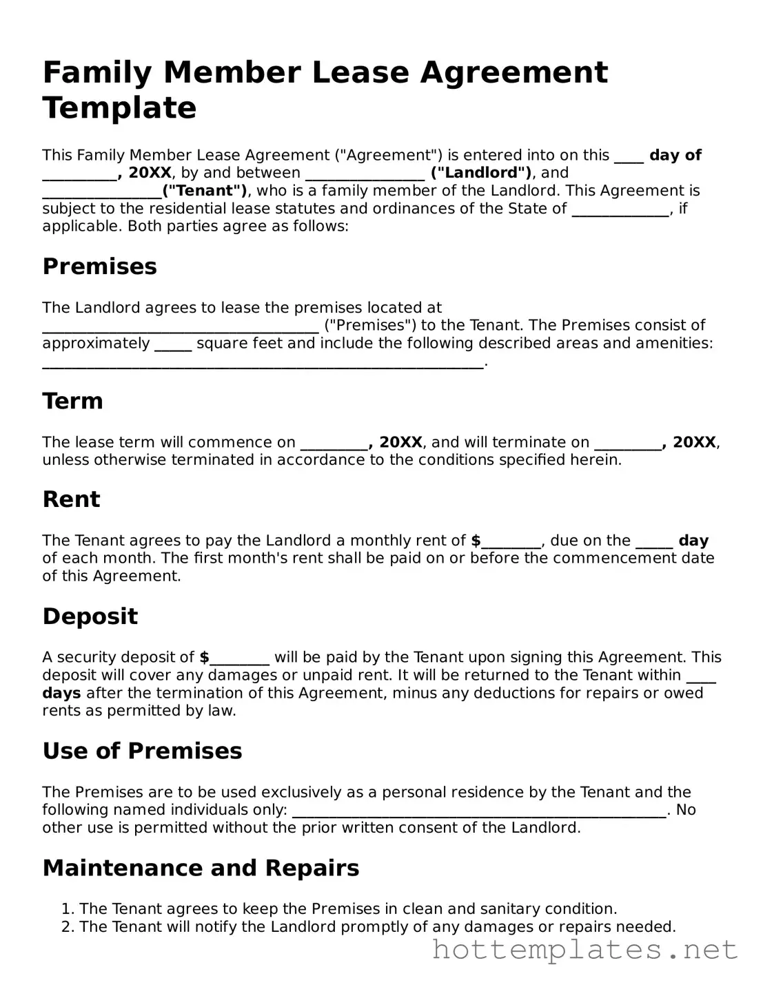 Attorney-Verified Family Member Lease Agreement Form