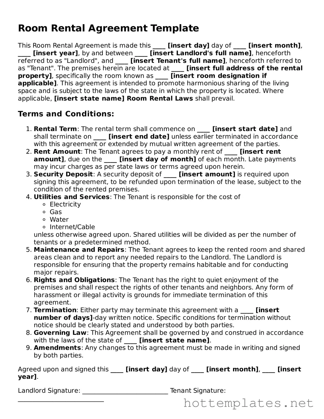 Attorney-Verified Room Rental Agreement Form