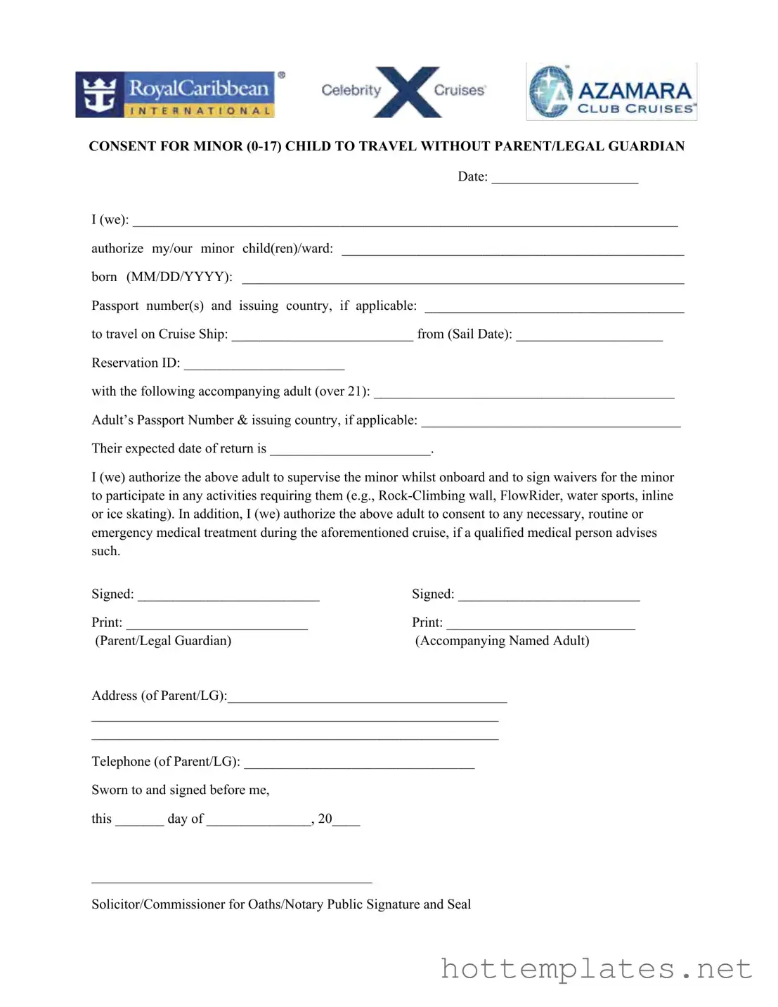 Fill in a Valid Royal Caribbean Parental Consent Template