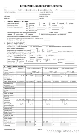 Fill in a Valid Broker Price Opinion Template