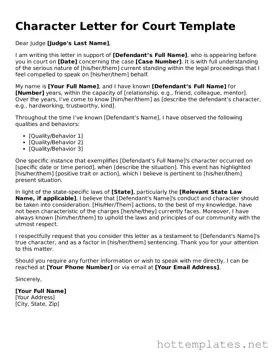 Attorney-Verified Character Letter for Court Form