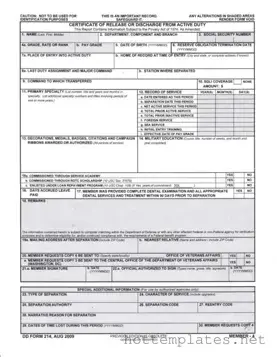 Fill in a Valid Dd 214 Template