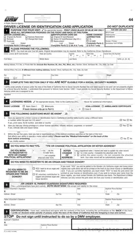 Fill in a Valid Ca Dmv Dl 44 Template