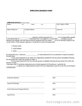 Fill in a Valid Employee Advance Template