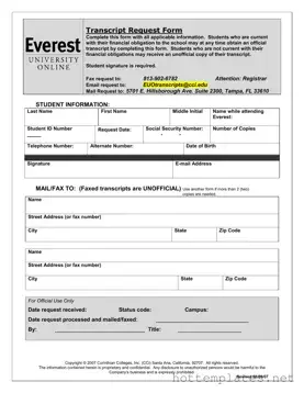 Fill in a Valid Everest University Transcript Template