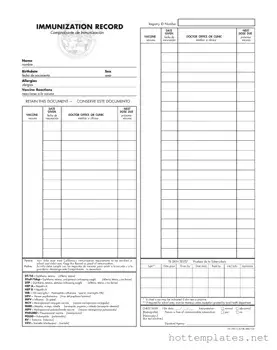 Fill in a Valid Immunization Record Template