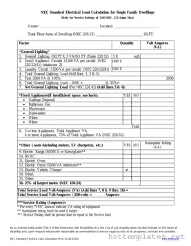 Fill in a Valid LADBS NEC Standard Electrical Load Calculation Template