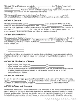Attorney-Verified Last Will and Testament Form