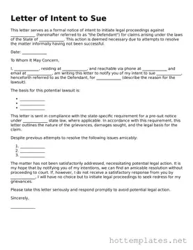 Attorney-Verified Letter of Intent to Sue Form
