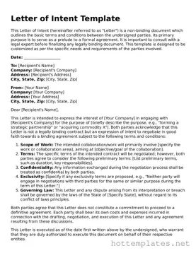 Attorney-Verified Letter of Intent Form