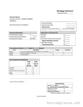 Fill in a Valid Mortgage Statement Template