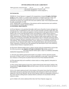 Fill in a Valid Owner Operator Lease Agreement Template