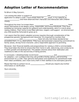 Attorney-Verified Adoption Letter of Recommendation Form