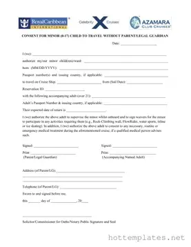 Fill in a Valid Royal Caribbean Parental Consent Template