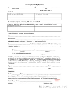Fill in a Valid Temporary Custody Template