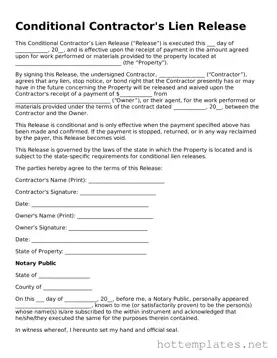 Attorney-Verified Conditional Contractor’s Lien Release Form