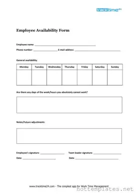 Fill in a Valid Employee Availability Template