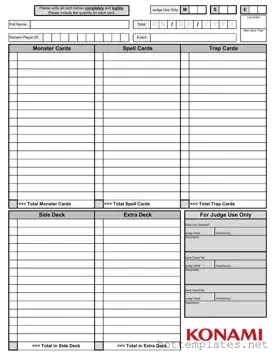 Fill in a Valid Konami Decklist Template