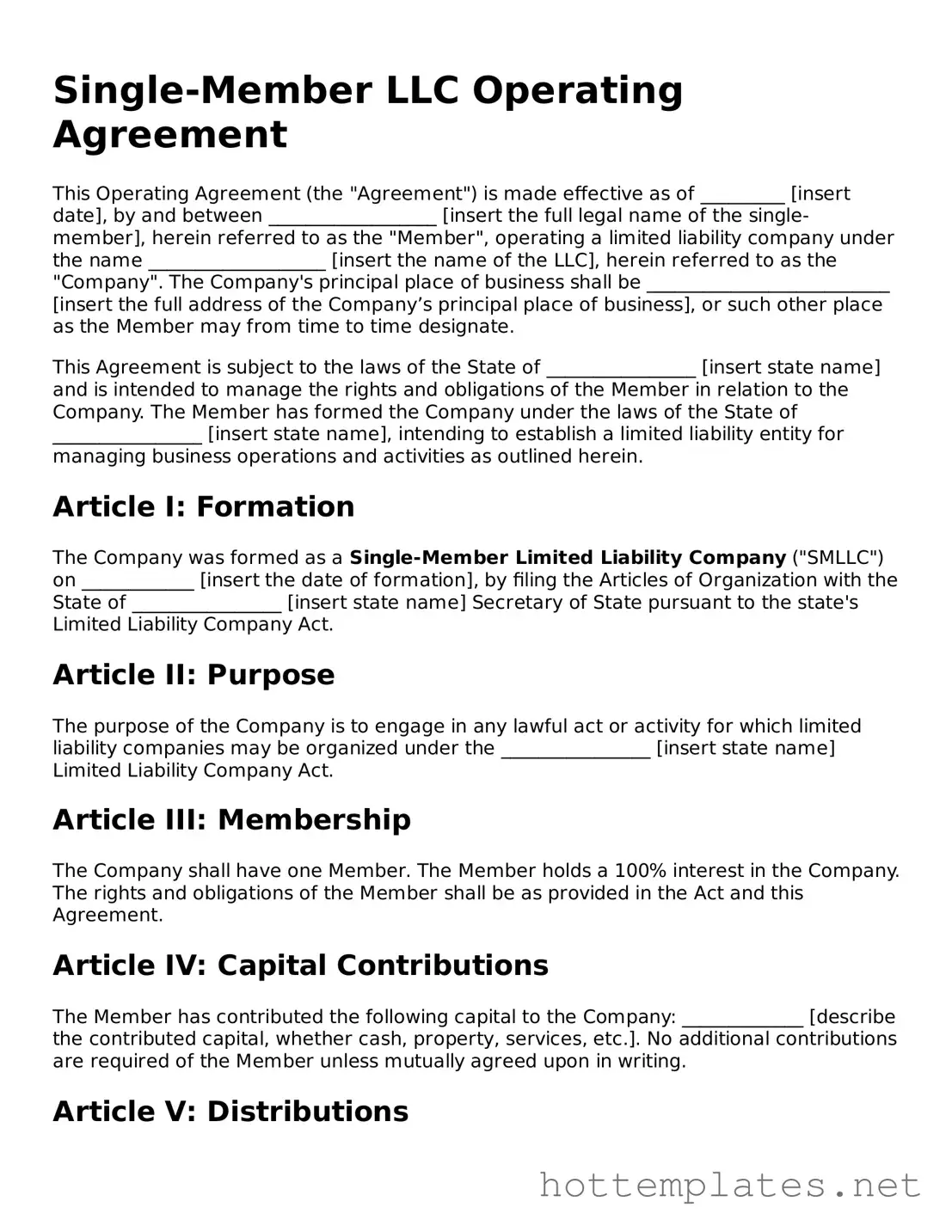 Attorney-Verified Single-Member Operating Agreement Form
