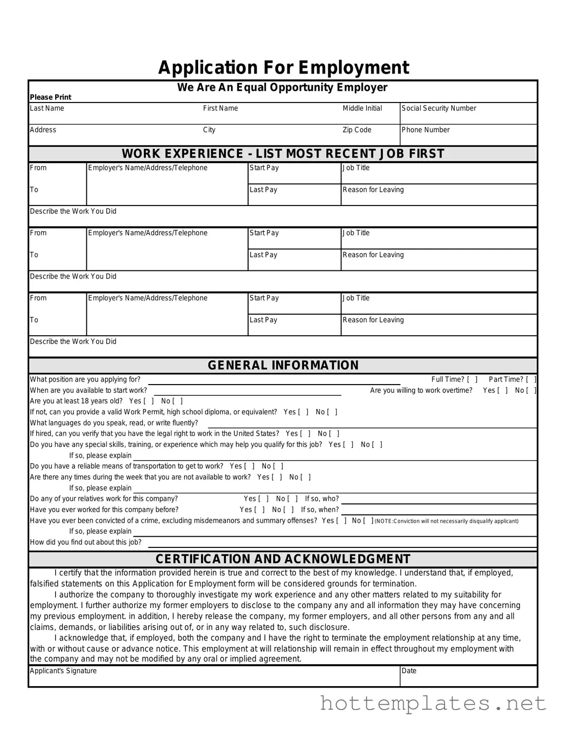 Fill in a Valid Spanish Application Employment Template