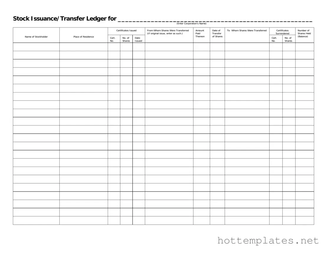Fill in a Valid Stock Transfer Ledger Template