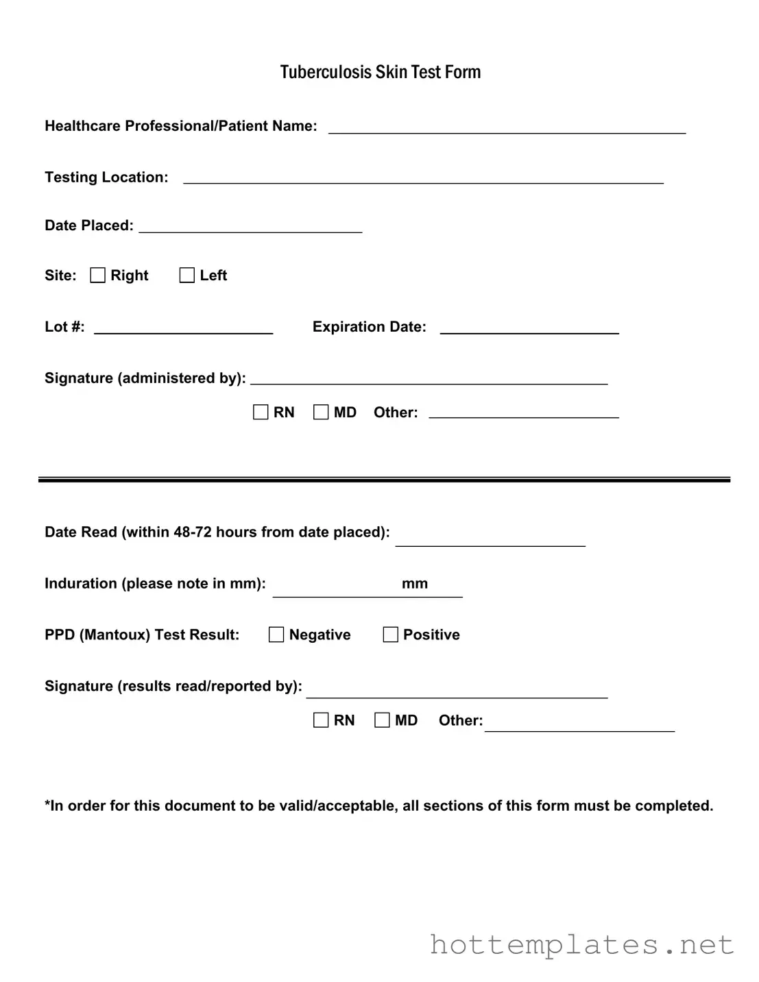 Fill in a Valid Tb Test Template