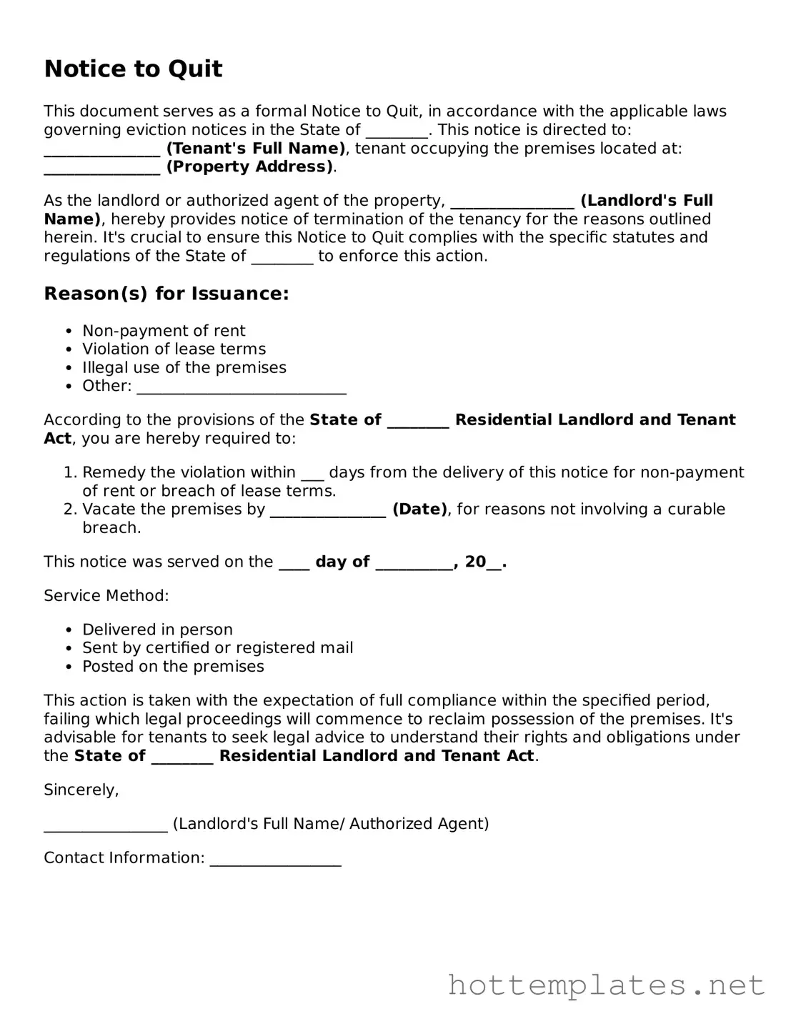 Attorney-Verified Notice to Quit Form