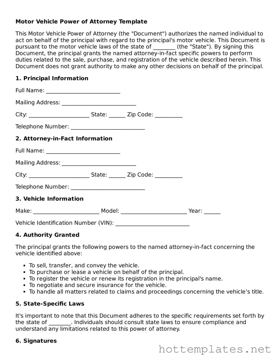 Attorney-Verified Motor Vehicle Power of Attorney Form