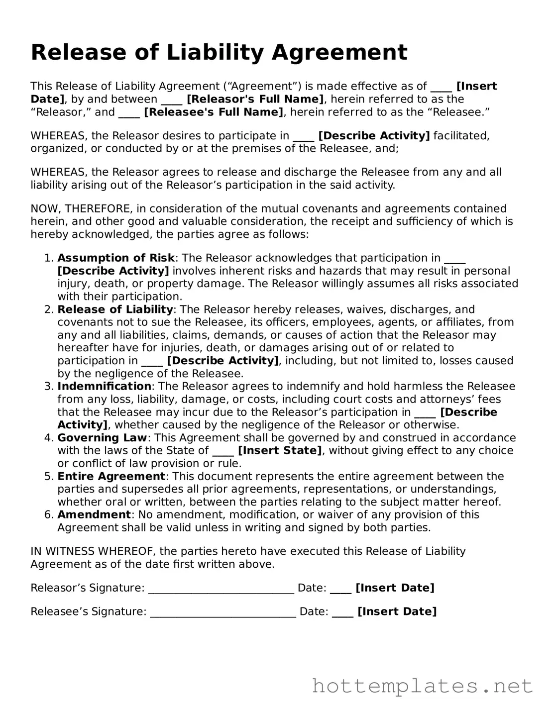 Attorney-Verified Release of Liability Form