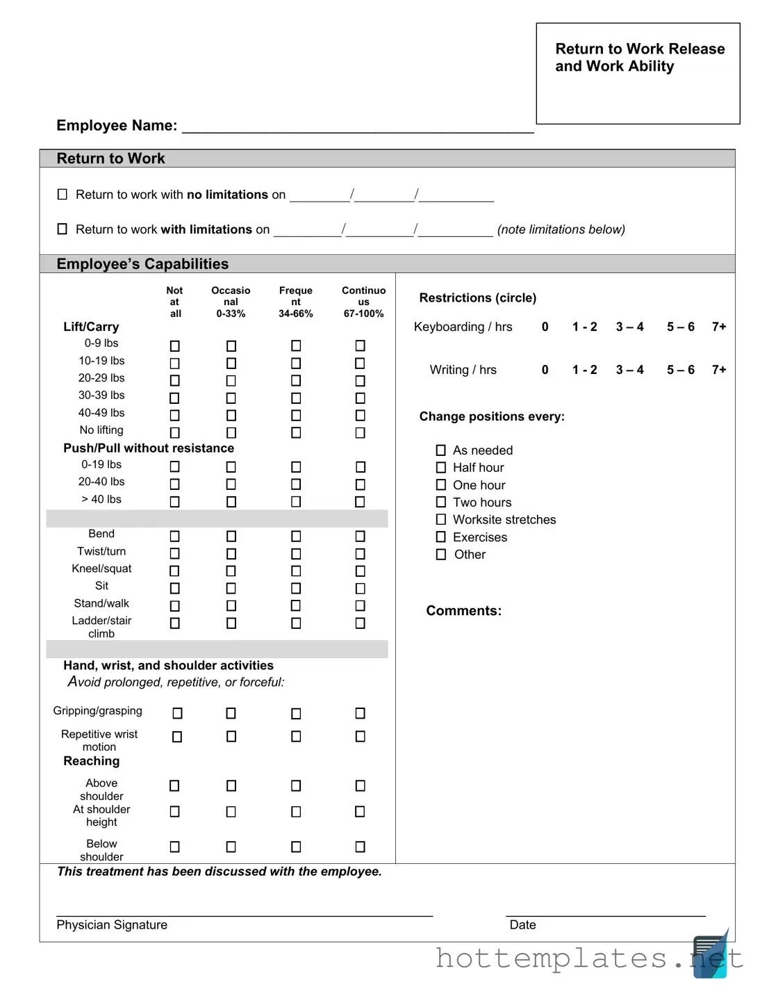Fill in a Valid Work Release Template